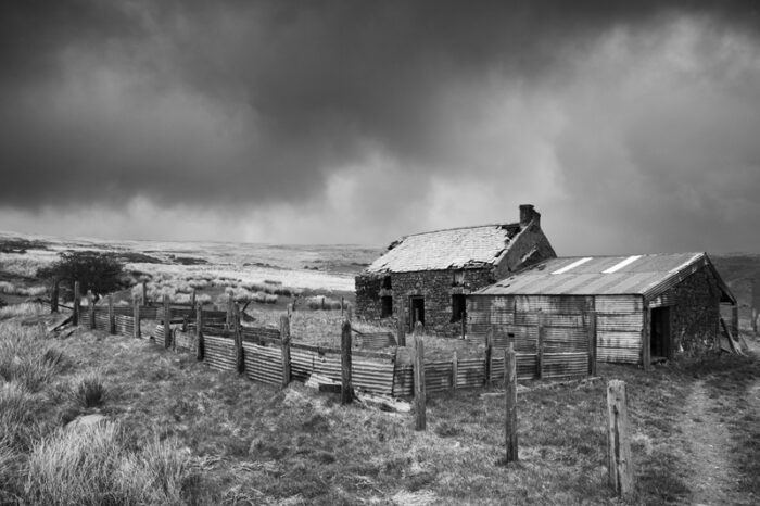 A derelict farm in the hills in Wales