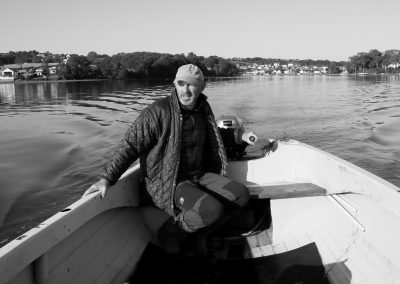 A man out on the river fishing