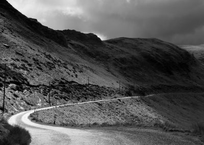 A road snaking through the Cambrian Mountains, Ceredigion, West Wales